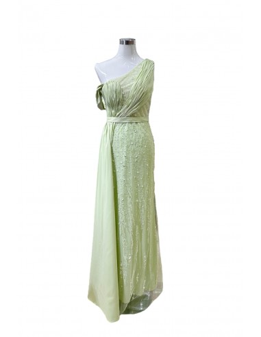 1848 - Robe soirée haute gamme Vert sauge Paris Déstockage Promo