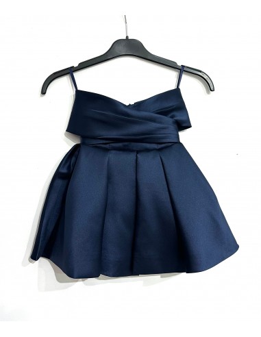 E1750- Robe satinée fille bleu marine vous aussi creer 