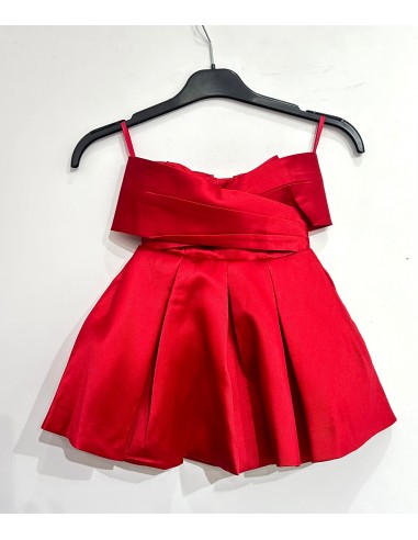 E1750- Robe satinée fille Rouge Amélioration de cerveau avec