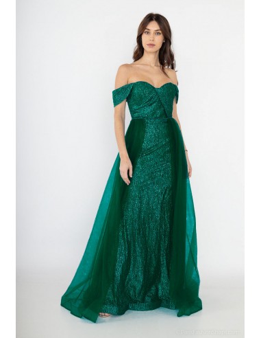 1835- Vestido verde esmeralda com paetês Vous souhaitez 