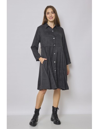 Robe chemise grise à motifs Paris Déstockage Promo