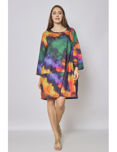 Robe cocktail orange multicolore soldes