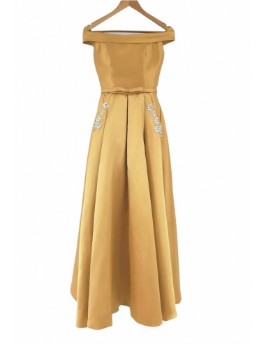 8009- Long boat neck dress Gold 50% de réduction en Octobre 2024