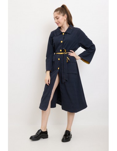 Blue coat with yellow touches pas cher chine