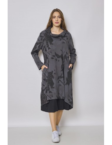 Eagle Pattern Turtleneck Long Dress du meilleur 