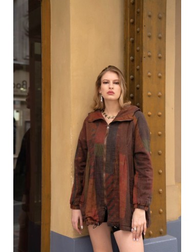 Brown red winter zipped jacket En savoir plus