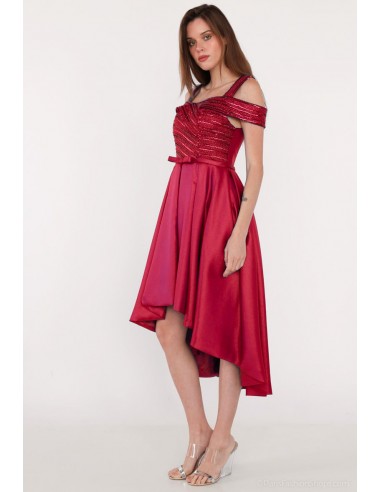 1820- Dark red short/long dress Economisez 