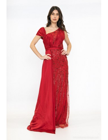 1848 - High-end evening dress Dark red de pas cher