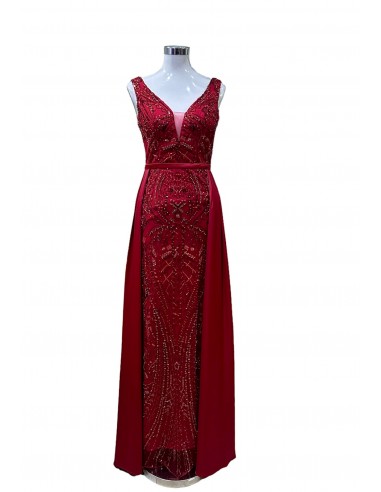 1849 - High-end evening dress Burgundy red la livraison gratuite