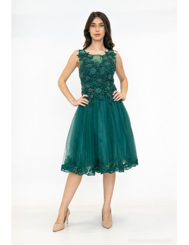 8002- Robe dentelle Vert émeraude en stock